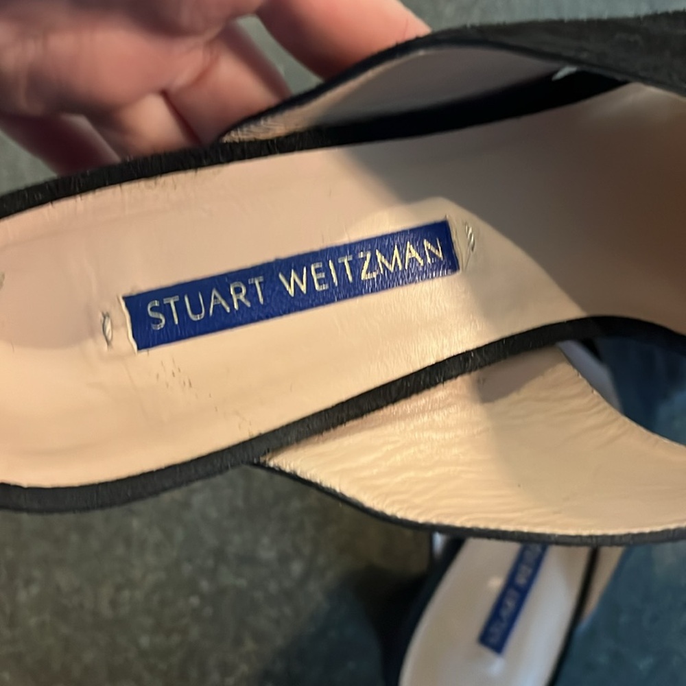 STUART WEITZMAN. Size 7 1/2 black suede sandals. Great for summer worn few times - Picture 2 of 4